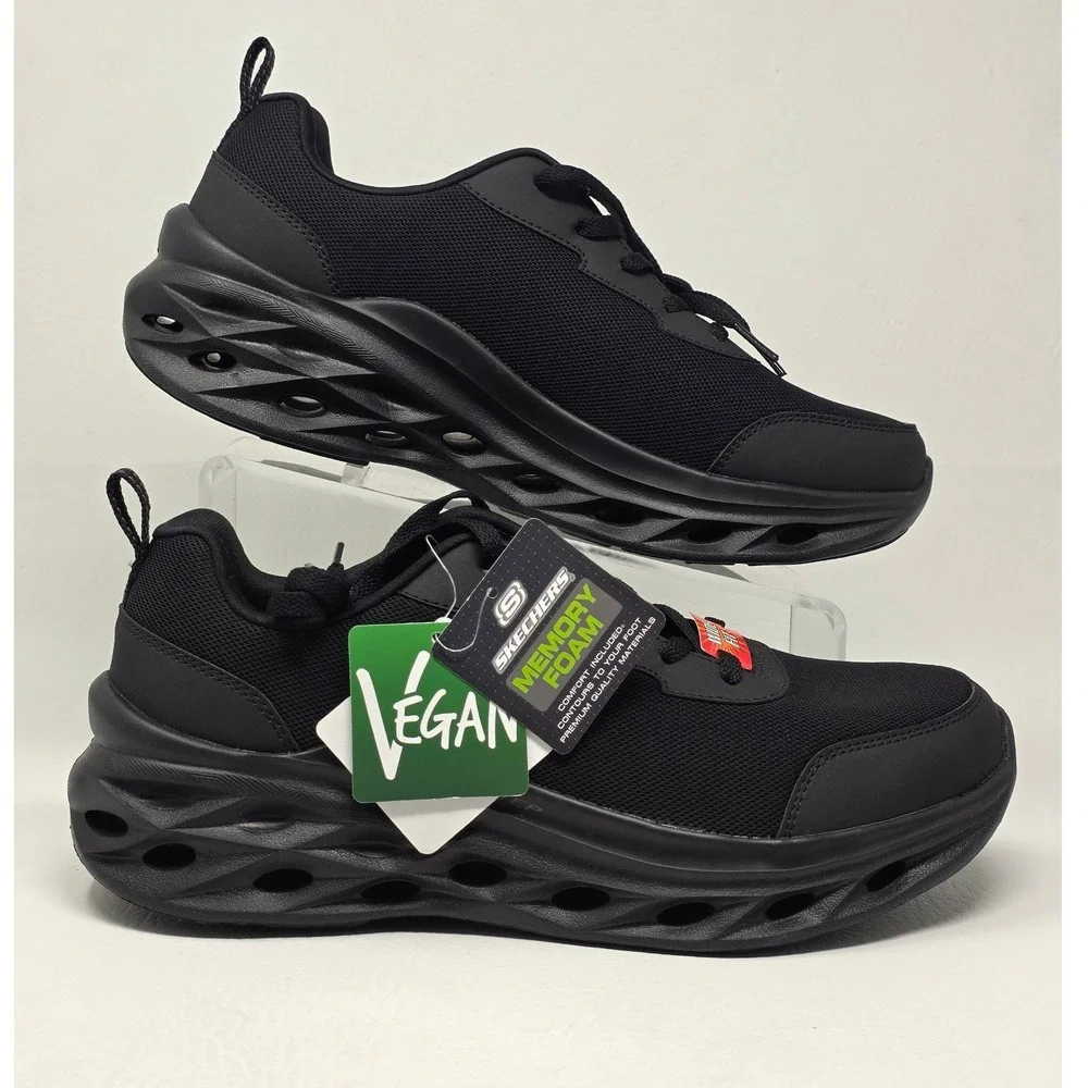 Skechers Glide-Step Men 8.5 Wide Fit Black Sneakers 66733WMCBBK Memory Foam New